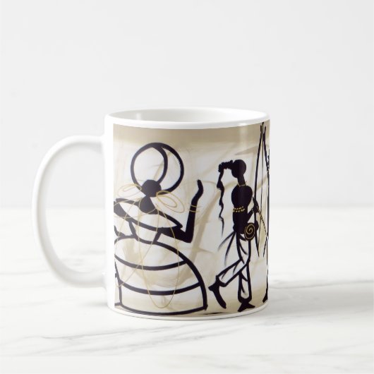 ブラジルバヒア絵を描アート:ウッド&フェスティバルカルト コーヒーマグカップ (左)