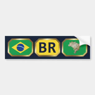 ブラジルフラグマップコードバンパーシール バンパーステッカー