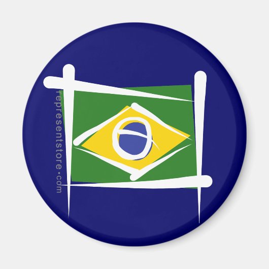ブラジルブラシ国旗 マグネット (正面)