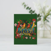 ブラジルブラジルの熱帯花の雨林の鳥の芸術 ポストカード (スタンド正面)