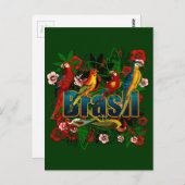 ブラジルブラジルの熱帯花の雨林の鳥の芸術 ポストカード (正面/裏面)