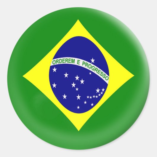 ブラジルブラジル国旗6個 ラウンドシール (正面)