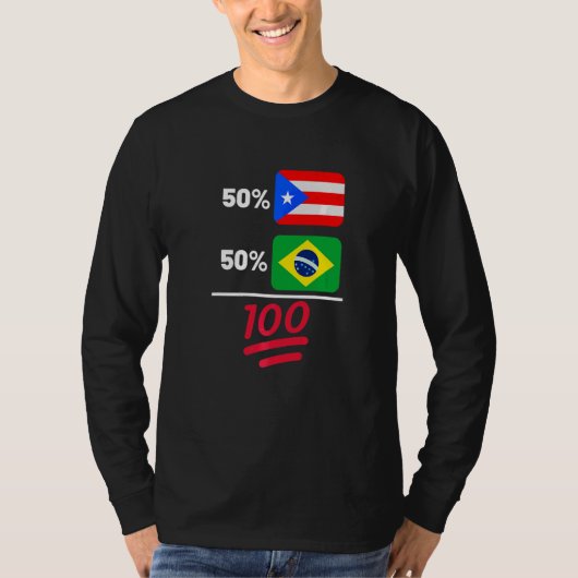ブラジルプラスプエルトリカフラッグミックス伝統 Tシャツ (正面)