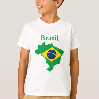 ブラジルマップフラグデザイン Tシャツ