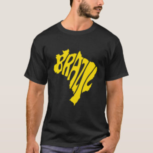 ブラジルレタリング地図にブラジル国旗Supoの地図 Tシャツ