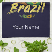 ブラジルヴィンテージトゥーカン国旗サンバマスク土産 キッチンタオル (折り畳み)
