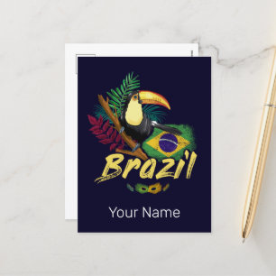 ブラジルヴィンテージトゥーカン国旗サンバマスク土産 シーズンポストカード