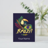 ブラジルヴィンテージトゥーカン国旗サンバマスク土産 シーズンポストカード (スタンド正面)