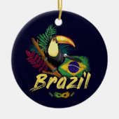 ブラジルヴィンテージトゥーカン国旗サンバマスク土産 セラミックオーナメント (正面)