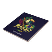 ブラジルヴィンテージトゥーカン国旗サンバマスク土産 タイル (側面)