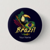 ブラジルヴィンテージトゥーカン国旗サンバマスク土産 缶バッジ (正面)