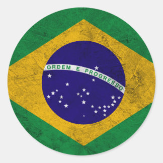 ブラジルヴィンテージ国旗 ラウンドシール