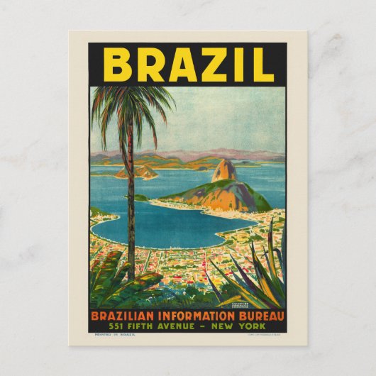 ブラジルヴィンテージ旅行ポスター1940 ポストカード (正面)