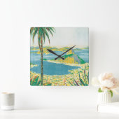 ブラジルヴィンテージ旅行ポスター スクエア壁時計 (ホーム)