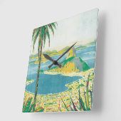 ブラジルヴィンテージ旅行ポスター スクエア壁時計 (傾斜)