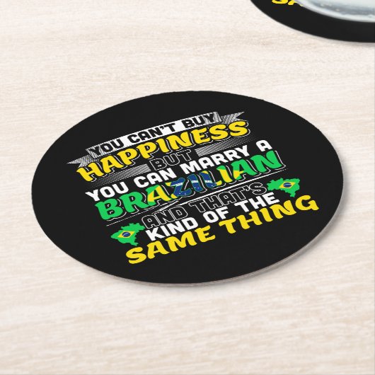 ブラジル人との結婚 – ブラジルの幸せ ラウンドペーパーコースター (アングル)