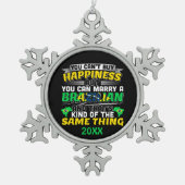 ブラジル人と結婚 - ブラジルの幸福 スノーフレークピューターオーナメント (正面)