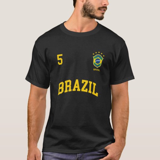 ブラジル代表スポーツ第5回サッカーのブラジル国旗 Tシャツ (正面)