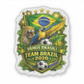ブラジル代表 2026 ジャガーとコンゴウインコのサッカー ファン シール (正面)