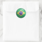 ブラジル光沢円国旗 ラウンドシール (バッグ)