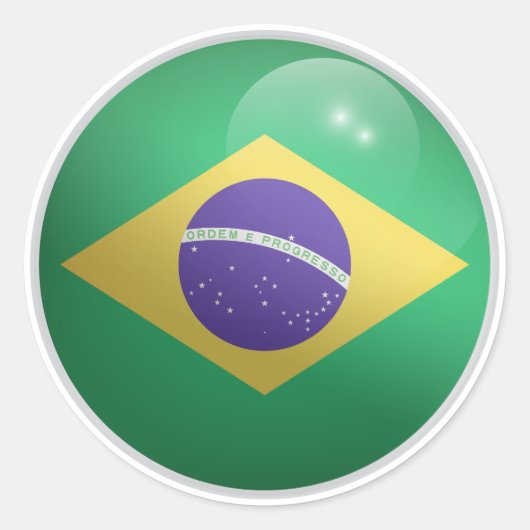 ブラジル光沢円国旗 ラウンドシール (正面)