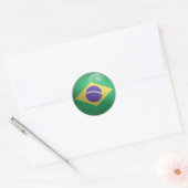 ブラジル光沢円国旗 ラウンドシール (封筒)