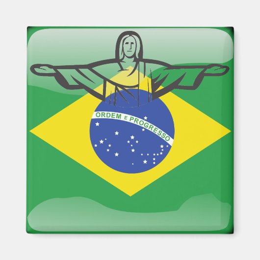 ブラジル光沢国旗 マグネット (正面)