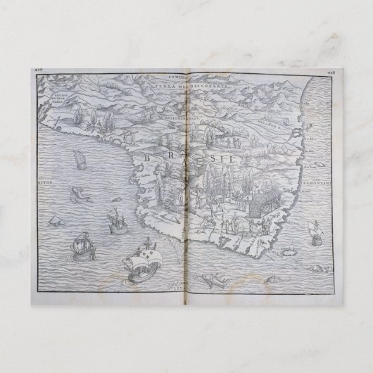 ブラジル北東部の地図 ポストカード (正面)