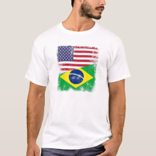 ブラジル半国旗 ヴィンテージブラジルUSAギフト Tシャツ