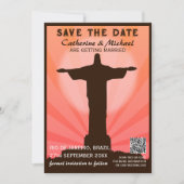 ブラジル南米旅行ポスタースタイルQRコード セーブザデート (正面)