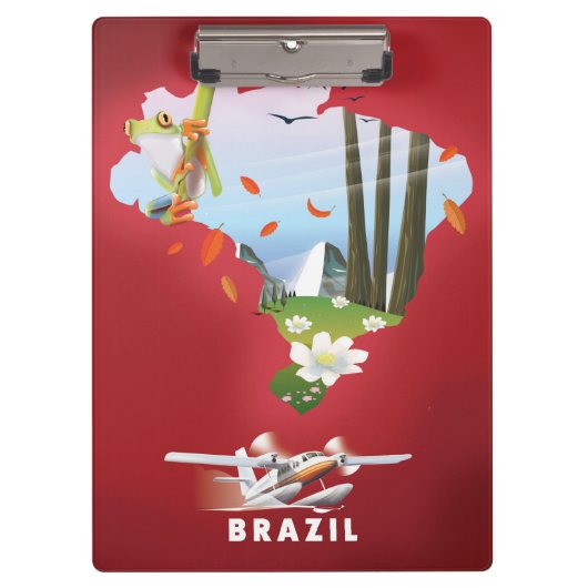 ブラジル図解入りの、写真付きの旅行ポスター。 クリップボード (正面)