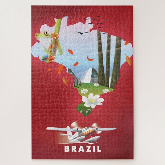 ブラジル図解入りの、写真付きの旅行ポスター。 ジグソーパズル (縦)
