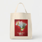 ブラジル図解入りの、写真付きの旅行ポスター。 トートバッグ (正面)