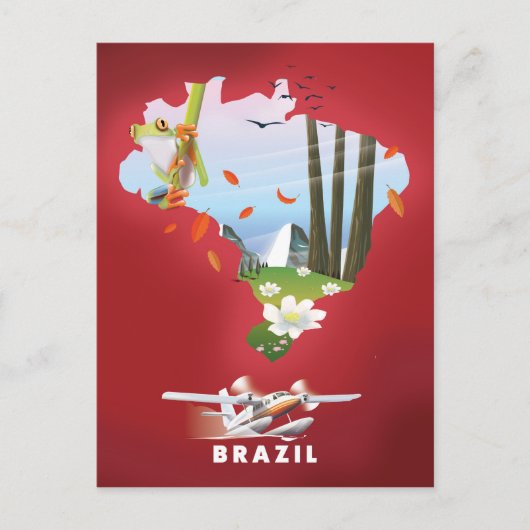 ブラジル図解入りの、写真付きの旅行ポスター。 ポストカード (正面)