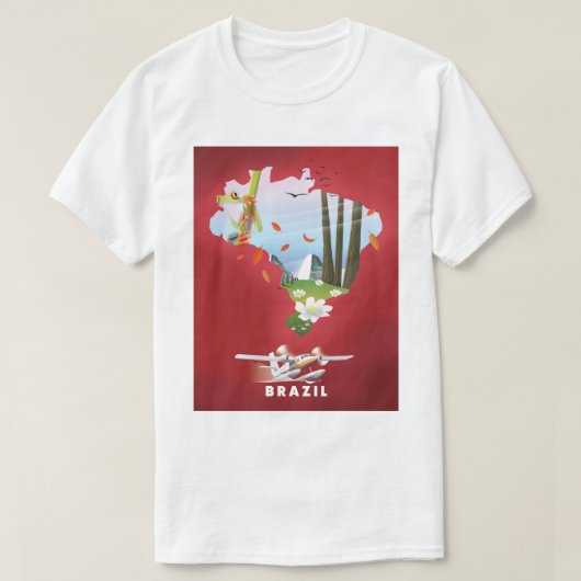 ブラジル図解入りの、写真付きの旅行ポスター。 Tシャツ (デザイン正面)