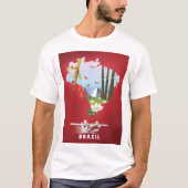 ブラジル図解入りの、写真付きの旅行ポスター。 Tシャツ (正面)