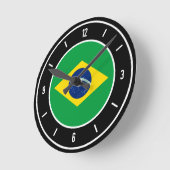ブラジル国エレガント旗 ラウンド壁時計 (傾斜)