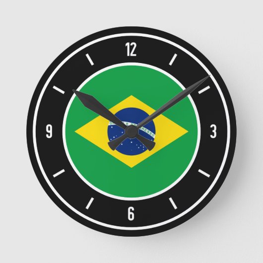 ブラジル国エレガント旗 ラウンド壁時計 (正面)