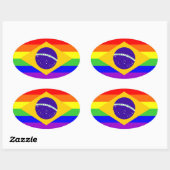 ブラジル国ゲイ誇りを持った虹の国旗の同性愛 楕円形シール (シート)