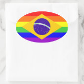 ブラジル国ゲイ誇りを持った虹の国旗の同性愛 楕円形シール (バッグ)