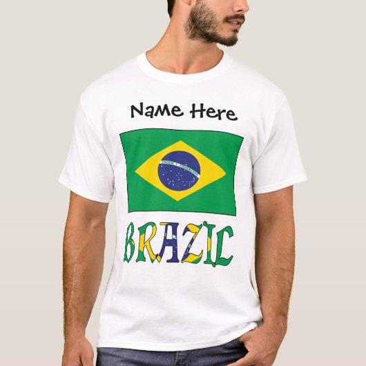 ブラジル国パーソナライズされた旗 Tシャツ (正面)