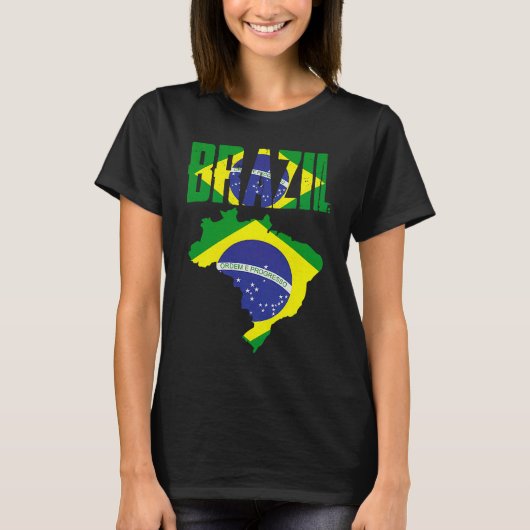 ブラジル国地図国旗 Tシャツ (正面)