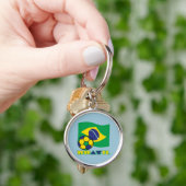 ブラジル国旗とサッカーボール キーホルダー (手)