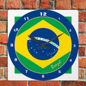 ブラジル国旗とブラジルトレンディーファッション/デザイン スクエア壁時計