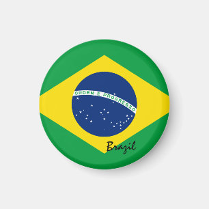 ブラジル国旗とブラジル-旅行/スポーツファン マグネット