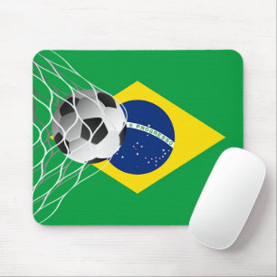 ブラジル国旗にサッカーボール マウスパッド