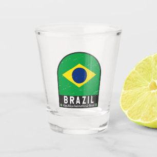 ブラジル国旗のエンブレム動揺してヴィンテージ ショットグラス