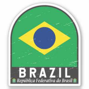 ブラジル国旗のエンブレム動揺してヴィンテージ シール