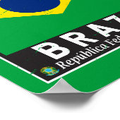 ブラジル国旗のエンブレム動揺してヴィンテージ ポスター (角)