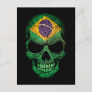 ブラジル国旗のカスタマイズスカル ポストカード